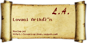 Lovasi Arikán névjegykártya
